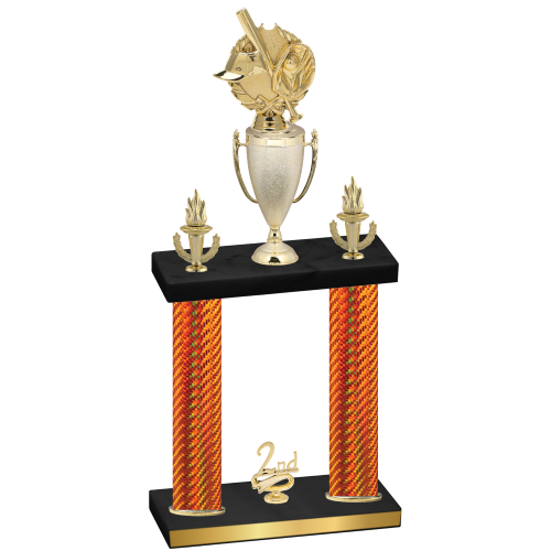 Double Orange Carbon Fiber Second Place Baseball Trophy