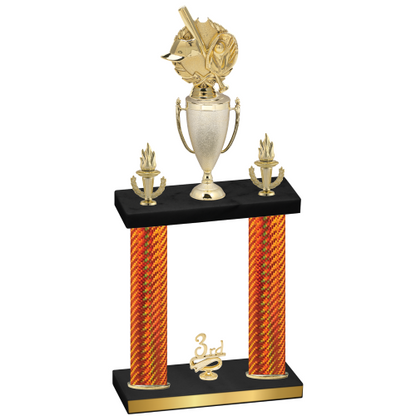 Double Orange Carbon Fiber Third Place Baseball Trophy