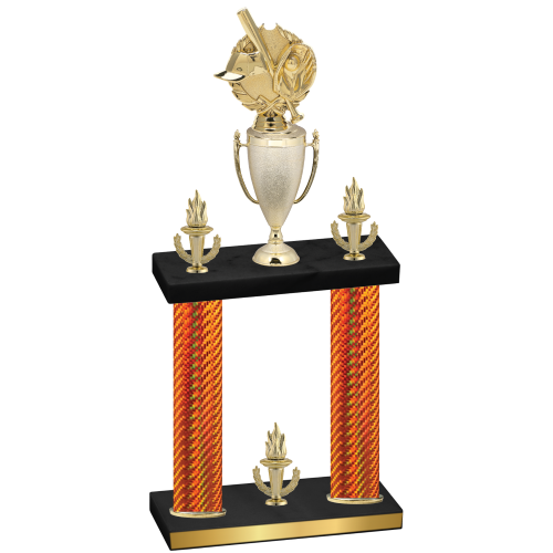 Double Orange Carbon Fiber Victory Baseball Trophy