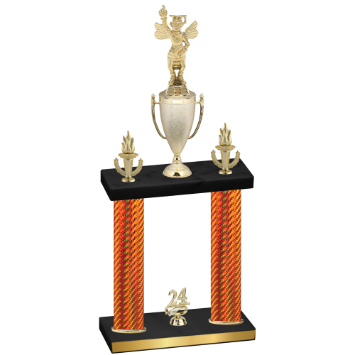 Double Orange Carbon Fiber Year Academics Trophy