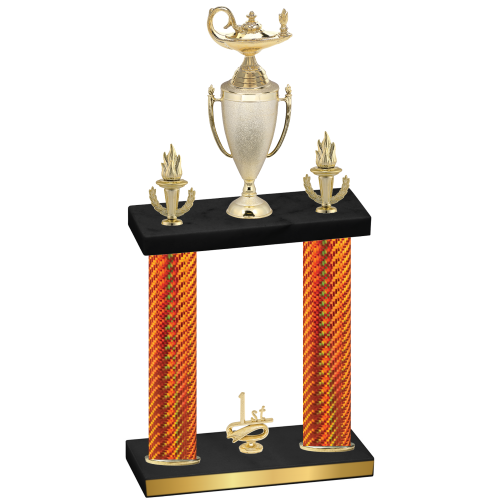 Double Orange Carbon Fiber First Place Academics Trophy