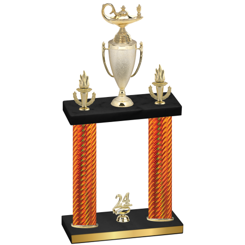 Double Orange Carbon Fiber Year Academics Trophy