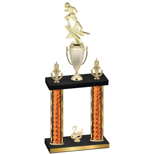 Double Orange Glacier Second Place Football Trophy
