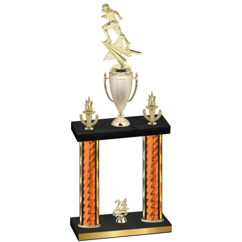 Double Orange Glacier Year Football Trophy