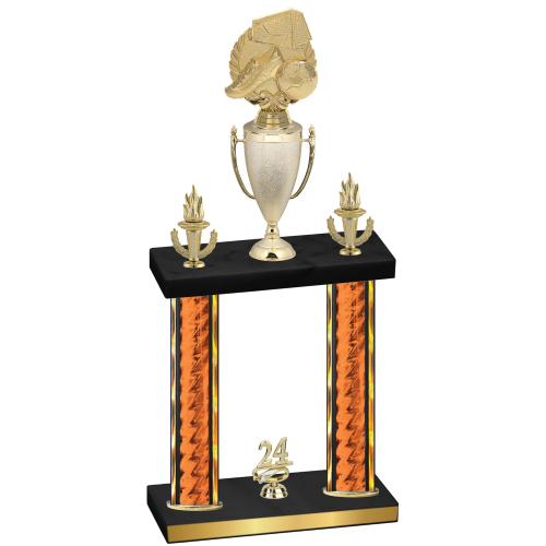 Double Orange Glacier Year Soccer Trophy