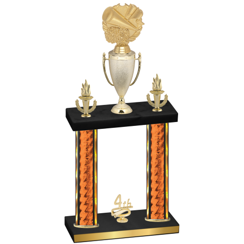 Double Orange Glacier Fourth Place Cheerleading Trophy