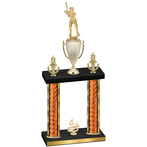 Double Orange Glacier Fourth Place Baseball Trophy