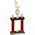 Double Red Glacier Third Place Football Trophy