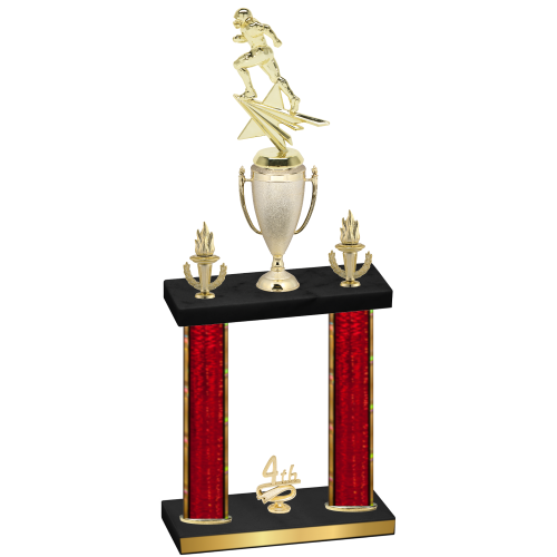 Double Red Glacier Fourth Place Football Trophy