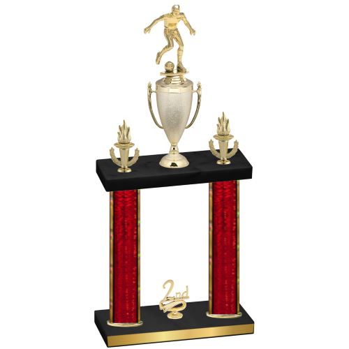 Double Red Glacier Second Place Soccer Trophy