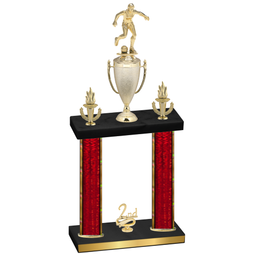 Double Red Glacier Second Place Soccer Trophy