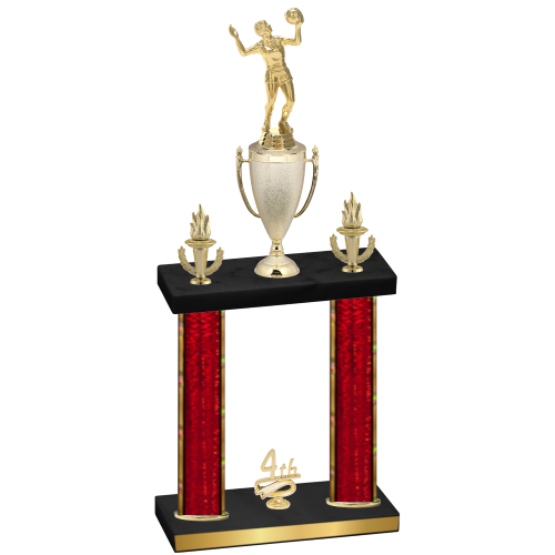 Double Red Glacier Fourth Place Volleyball Trophy