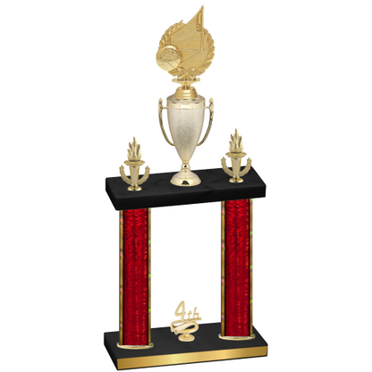 Double Red Glacier Fourth Place Volleyball Trophy