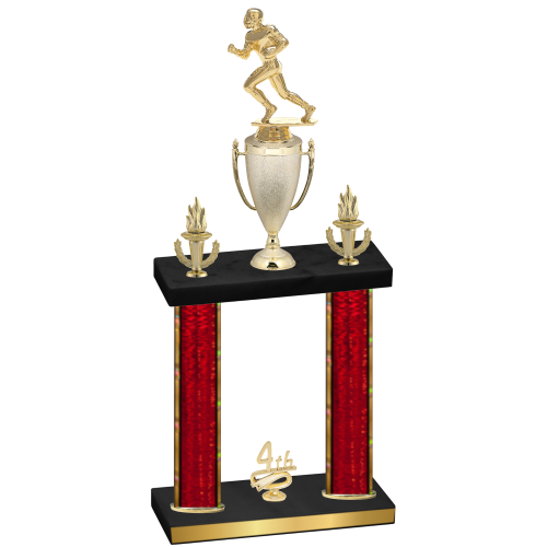 Double Red Glacier Fourth Place Football Trophy