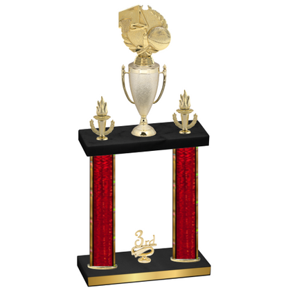 Double Red Glacier Third Place Basketball Trophy