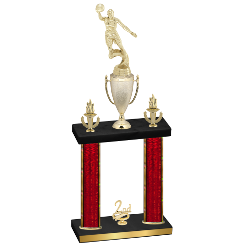 Double Red Glacier Second Place Basketball Trophy