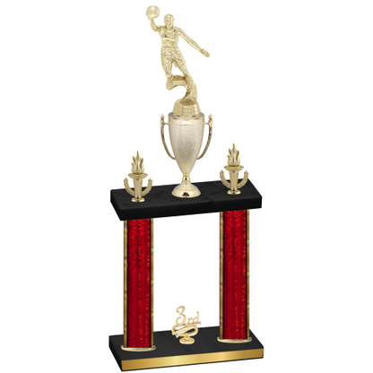 Double Red Glacier Third Place Basketball Trophy