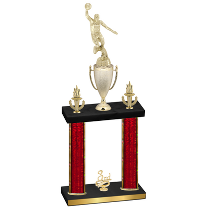 Double Red Glacier Third Place Basketball Trophy