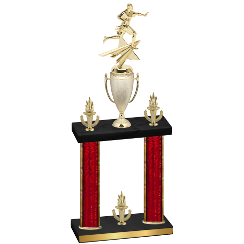 Double Red Glacier Victory Flag Football Trophy