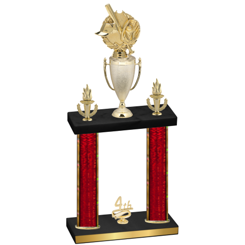 Double Red Glacier Fourth Place Baseball Trophy