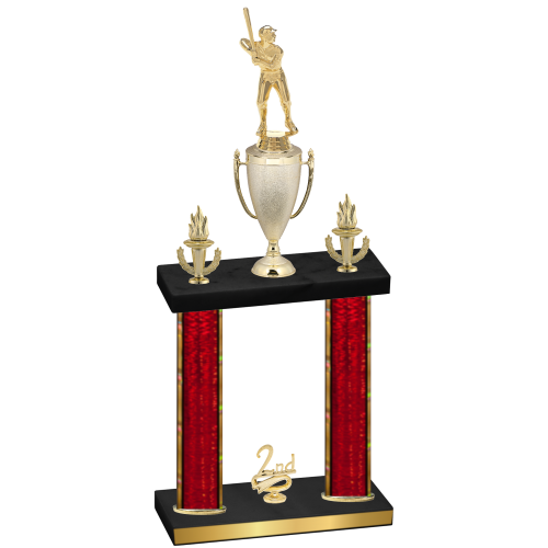 Double Red Glacier Second Place Baseball Trophy