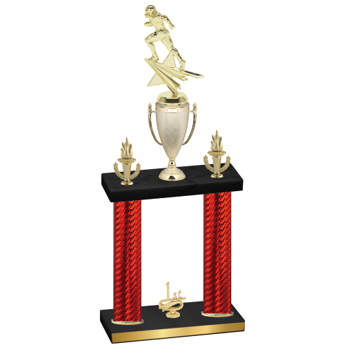 Double Red Carbon Fiber First Place Football Trophy