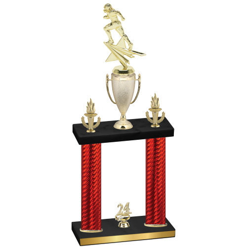 Double Red Carbon Fiber Year Football Trophy