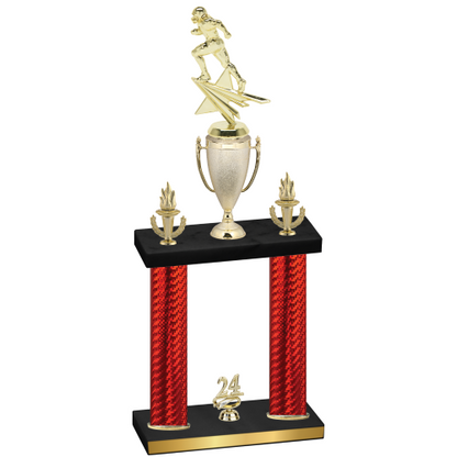 Double Red Carbon Fiber Year Football Trophy