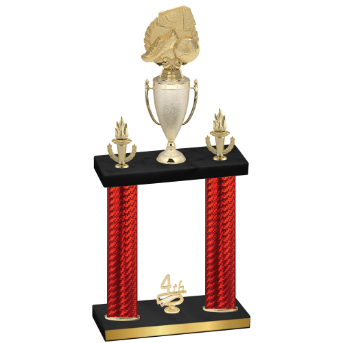 Double Red Carbon Fiber Fourth Place Soccer Trophy