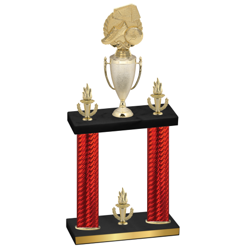 Double Red Carbon Fiber Victory Soccer Trophy