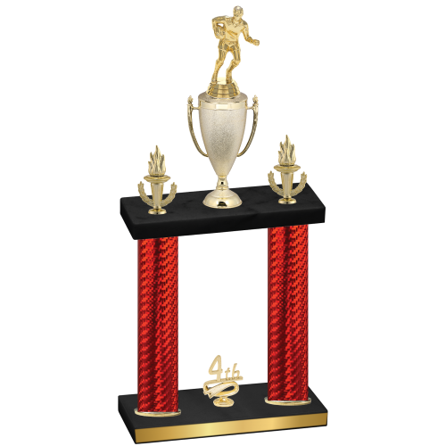 Double Red Carbon Fiber Fourth Place Rugby Trophy