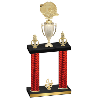 Double Red Carbon Fiber Fourth Place Running Trophy