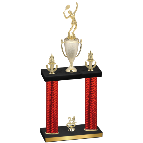 Double Red Carbon Fiber Year Tennis Trophy