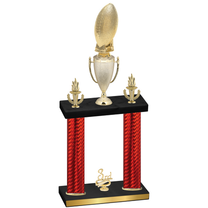 Double Red Carbon Fiber Third Place Football Trophy