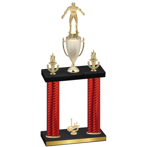 Double Red Carbon Fiber First Place Wrestling Trophy