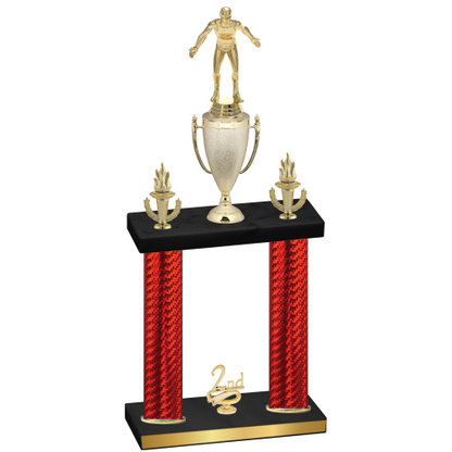 Double Red Carbon Fiber Second Place Wrestling Trophy