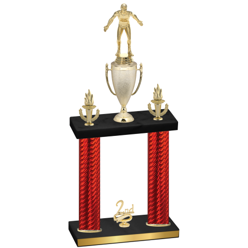 Double Red Carbon Fiber Second Place Wrestling Trophy