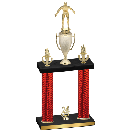 Double Red Carbon Fiber Year Wrestling Trophy