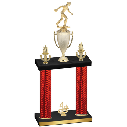 Double Red Carbon Fiber Fourth Place Bowling Trophy