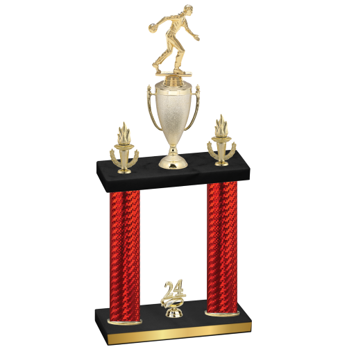 Double Red Carbon Fiber Year Bowling Trophy