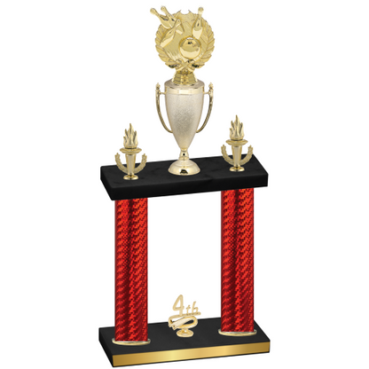 Double Red Carbon Fiber Fourth Place Bowling Trophy