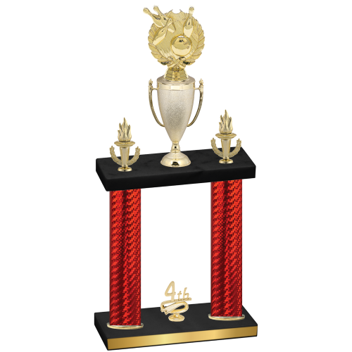 Double Red Carbon Fiber Fourth Place Bowling Trophy