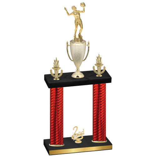 Double Red Carbon Fiber Second Place Volleyball Trophy