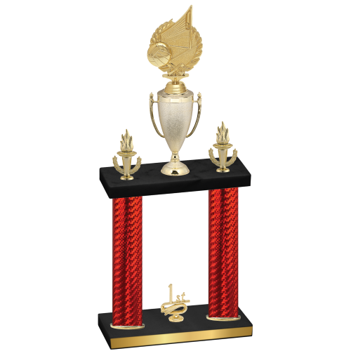 Double Red Carbon Fiber First Place Volleyball Trophy
