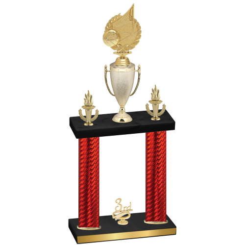 Double Red Carbon Fiber Third Place Volleyball Trophy