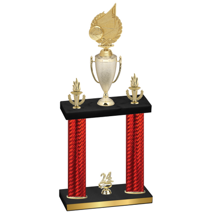 Double Red Carbon Fiber Year Volleyball Trophy