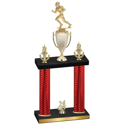Double Red Carbon Fiber Year Football Trophy