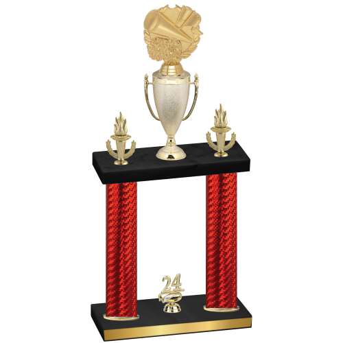 Double Red Carbon Fiber Year Cheerleading Trophy