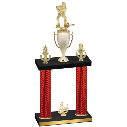 Double Red Carbon Fiber Third Place Hockey Trophy