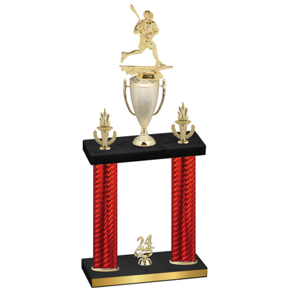Double Red Carbon Fiber Year Lacrosse Trophy
